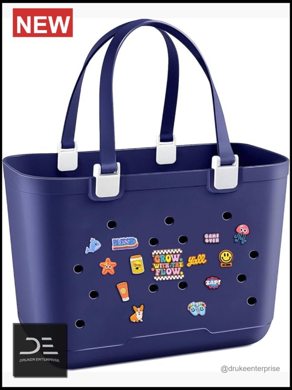 XL Rubber Beach Tote Bag Waterproof EVA with Zipper Pocket